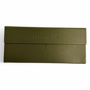 Longchamp Triangle Magnetic Green Leather Glasses Case
